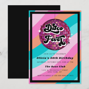 Elk Jaar Retro Disco Bal Roze Verjaardags Uitnodig Kaart