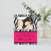 Elk jaar ~ Roze Zebra Foto Afstuderen Kaart (Staand voorkant)