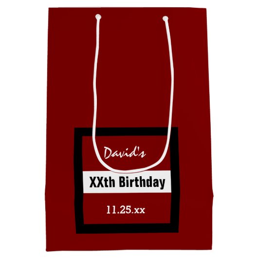 Elk jaar Verjaardag Rood met Zwart Lijst Custom Z0 Medium Cadeauzakje (Achterkant)