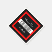 Elk jaar Verjaardag Zwart met Rood Lijst Custom A0 Servetten (Hoek)