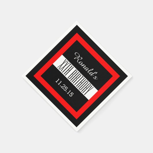 Elk jaar Verjaardag Zwart met Rood Lijst Custom A0 Servetten (Hoek)
