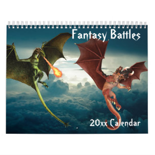 Elk jaar weer fantasy Beasts Art Dragon Unicorn Kalender