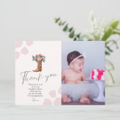 Elk jaar westerne cowgirl foto van roze verjaardag bedankkaart (Staand voorkant)