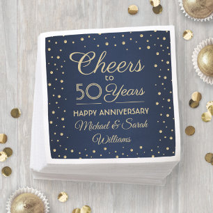 ELK Jubileum Cheers Navy Blue en Gold Confetti Servet