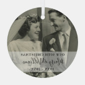 Elk Jubileum jaar kerstbruiloft foto Glas Ornament (Achterkant)