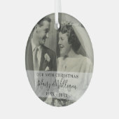 Elk Jubileum jaar kerstbruiloft foto Glas Ornament (Voorkant links)