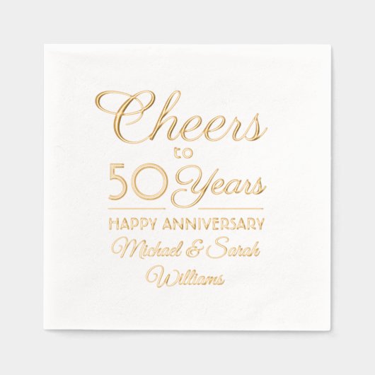 ELK Jubileum juicht elegante Classic Script Real Folie Servetten (Voorkant)