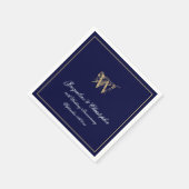 Elk Jubileum Monogram Chic Navy Blue Paper Servet (Hoek)