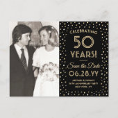 ELK Jubileum Save the Date 2 Foto Zwart & Goud Uitnodiging Briefkaart (Voorkant)