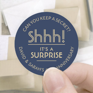 ELK Jubileum Surprise Party Navy Blauw en Goud Ronde Sticker