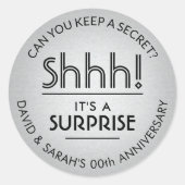 ELK Jubileum Surprise Zwart & Faux Silver Foir Ronde Sticker (Voorkant)