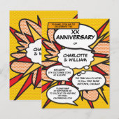 Elk Jubileum van het huwelijk Fun Retro Comic Book Aankondigingskaart (Voorkant / Achterkant)