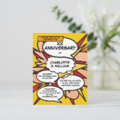 Elk Jubileum van het huwelijk Fun Retro Comic Book Aankondigingskaart (Staand voorkant)