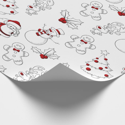 Elk kerstteken rood en wit cadeaupapier (Hoek)