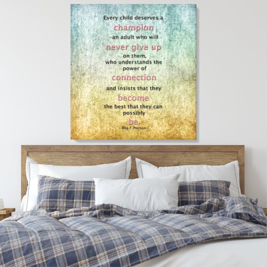 Elk kind verdient een kampioen canvas afdruk (Insitu (Slaapkamer))