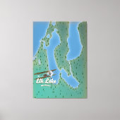 Elk Lake Michigan-kaart Canvas Afdruk (Voorkant)