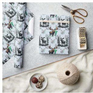 Elk Moose Antlers Herten Patroon Ontwerp Cadeaupapier