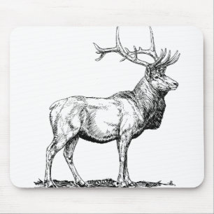 Elk Moose Deer Head Animal Hunting Antlers Muismat