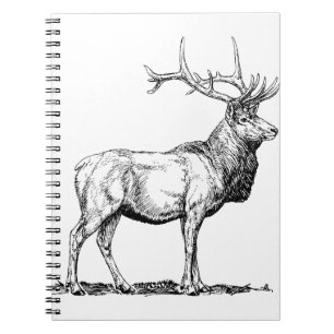 Elk Moose Deer Head Animal Hunting Antlers Notitieboek