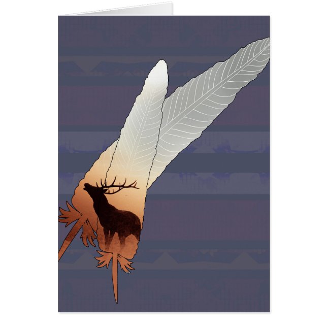  Elk Native American Feather Navy Blue (Voorkant)