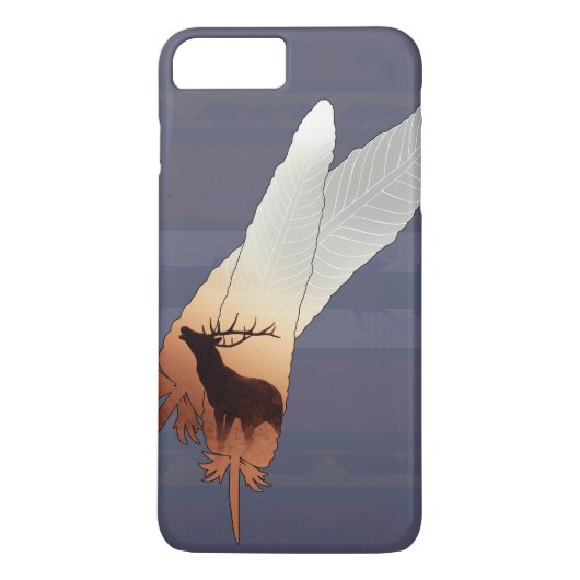  Elk Native American Feather Navy Blue Case-Mate iPhone Case (Achterkant)