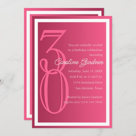 Elk nummer verjaardagsuitnodiging Elke kleur w / r Kaart (Voorkant / Achterkant)