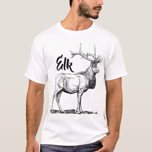Elk Print T-Shirt de base pour hommes (Devant)