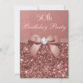 Elk Roos op jaardag Gold Glitter Diamond Bow Kaart (Voorkant)