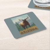 Elk SceneArizona Vierkante Kartonnen Onderzetter (Schuin)