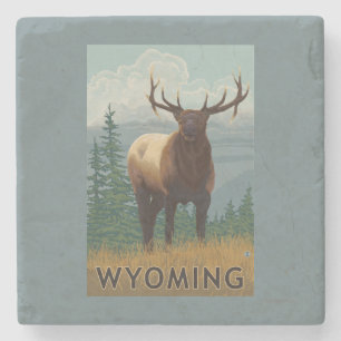 Elk SceneWyoming Stenen Onderzetter