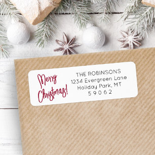 Elk script rood geborsteld kerst retour adres etiket