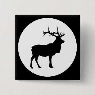 Elk Silhouet Vierkante Button 5,1 Cm