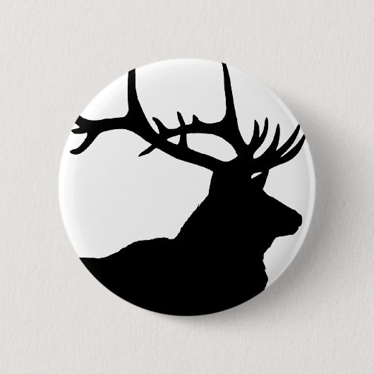 Elk Silhouette Ronde Button 5,7 Cm (Voorkant)