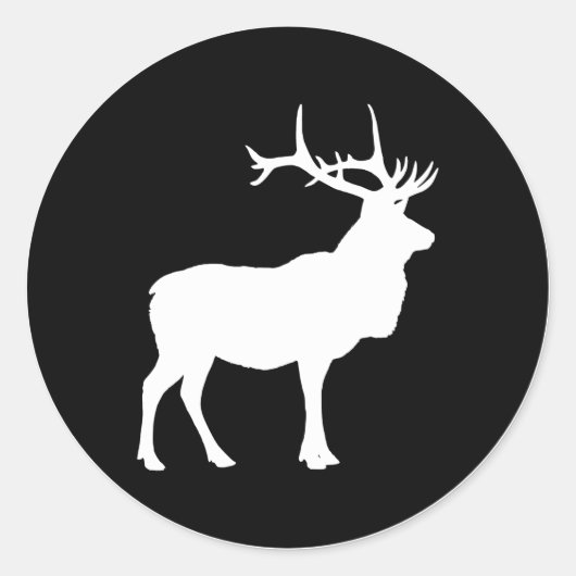 Elk Silhouette Ronde Sticker (Voorkant)