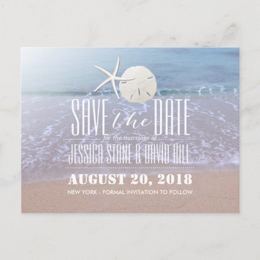 Elk thema Starfish & Zand Dollar Save the Date Aankondigingskaart (Voorkant)