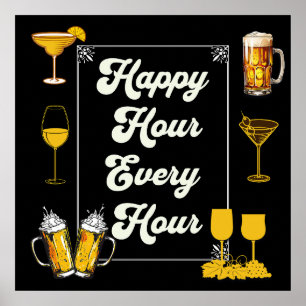 Elk uur happy hour in de pub poster