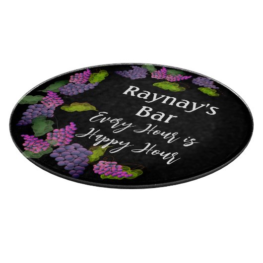 "Elk uur is een gelukkig uur" grappige wijnstang Snijplank (Hoek)