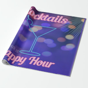 Elk uur is Happy Hour Neon Sign Cocktail Party Cadeaupapier