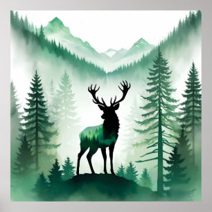 Elk Wildlife Animal Natuur Milieu Forest Art Poster