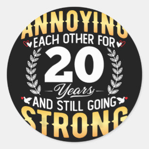 Elkaar 20 jaar irriteren - 20e bruiloft ronde sticker