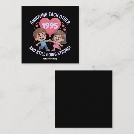 Elkaar irriteren sinds 1995 Jubileum Vierkante Visitekaartje (Voorkant / Achterkant)