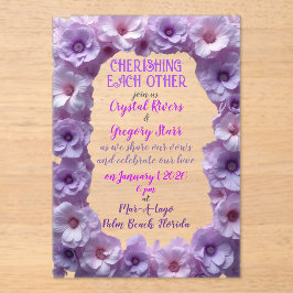 Elkaar lavendelbloem lijst koesteren acryl uitnodigingen