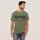Elkaholic Funny Elk jagers T-shirt (Voorkant volledig)