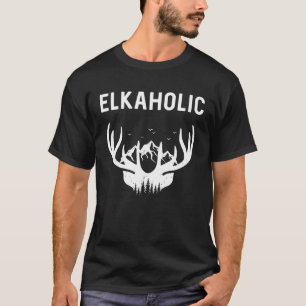 Elkaholic Rode Herten Rendier Wapiti Mannen Vrouwe T-shirt