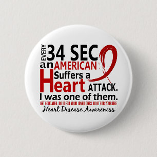 Elke 34 seconden krijg ik hartziekte / aanval ronde button 5,7 cm