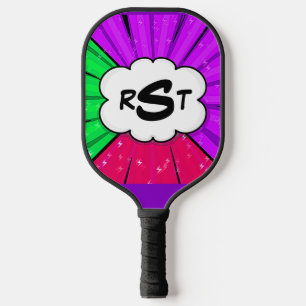 Elke 3 Initiaal Letter-monogram Pop Art Paarse clo Pickleball Paddle