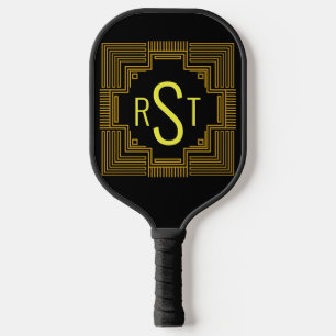 Elke 3 Initiaal monogram Gold geometrische lijnen Pickleball Paddle