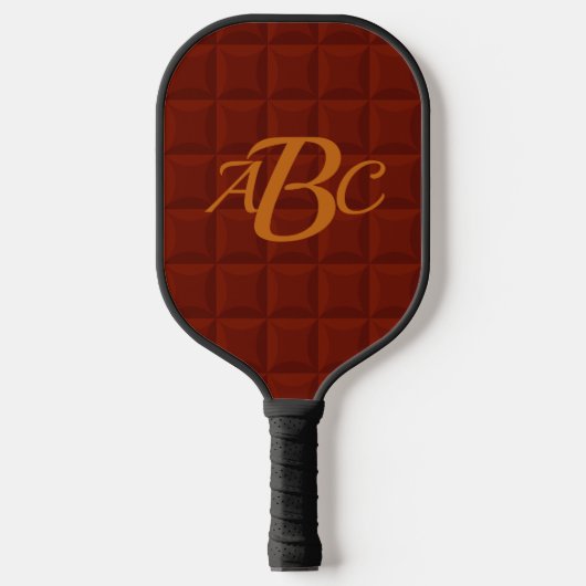Elke 3 Initiaal Monogram Letter Brown Cushion Squa Pickleball Paddle (Voorkant)