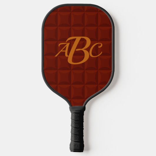 Elke 3 Initiaal Monogram Letter Brown Cushion Squa Pickleball Paddle (Achterkant)