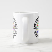 Elke aangepaste kleur achtergrond tekst Happy Face Extra Grote Beker (Achterkant)